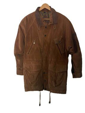 Vintage FoxRun Leather Field Jacket Men's L Brown Quilted Lined Made Korea